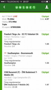 Biletul zilei fotbal castigator Ionut
