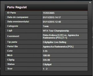 Biletul zilei tenis castigator