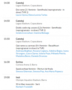 Jocurile Olimpice - Programul zilei pentru sportivii romani