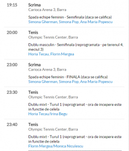 Jocurile Olimpice - Programul zilei pentru sportivii romani