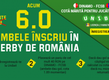Cota marita la 6.00 pentru ambele marcheaza la Dinamo vs FCSB