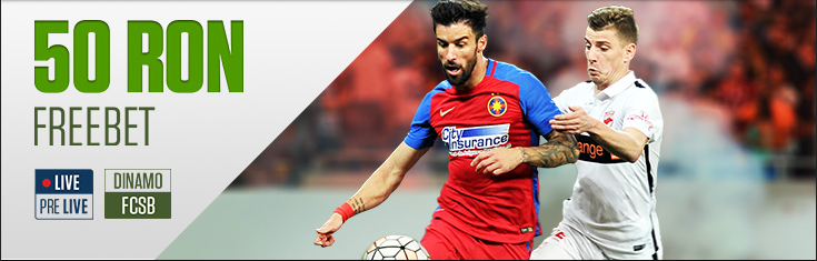Primesti gratis 50 RON daca pariezi si nu castigi  pe Dinamo vs FCSB