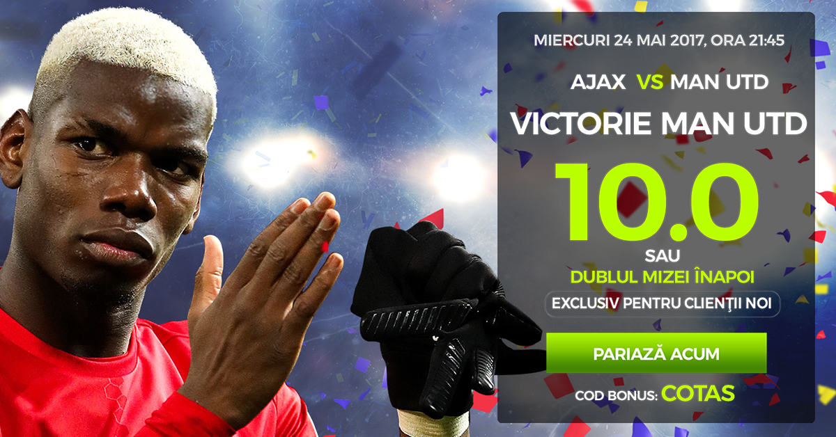COTA 10.0 pentru MANCHESTER UNITED in finala Europa League! Pariaza si te bucuri de 30 de zile de Abonament Superpont Premium GRATUIT!