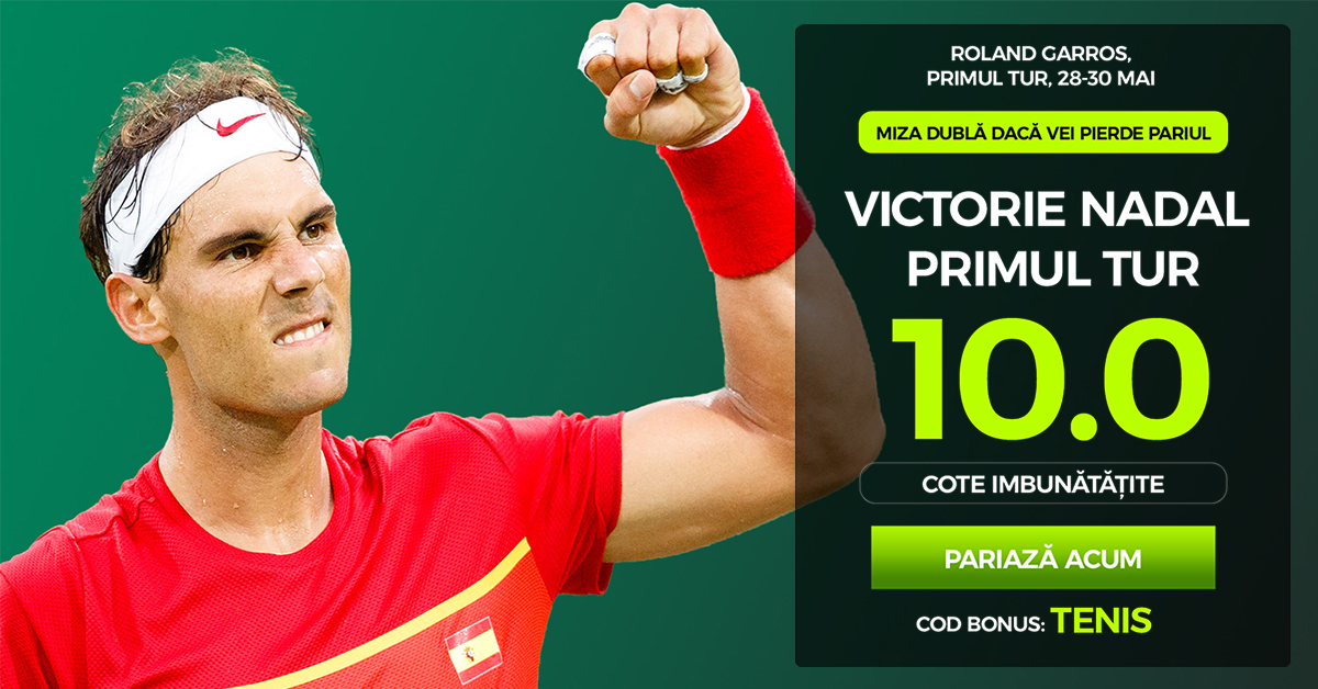 COTA 10.0 pentru Nadal in primul tur la Roland Garros! Plus abonament SuperPont Premium GRATIS!