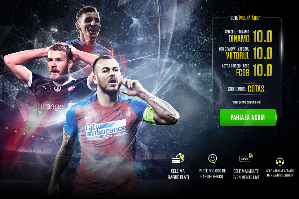 COTA 10.0 pentru Dinamo, Viitorul sau FCSB! NU ai cum sa ratezi oferta daca vrei sa faci bani!