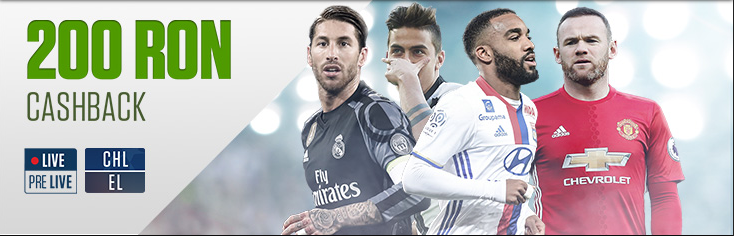 200 RON Cashback pentru meciurile din Liga Campionilor si Europa League