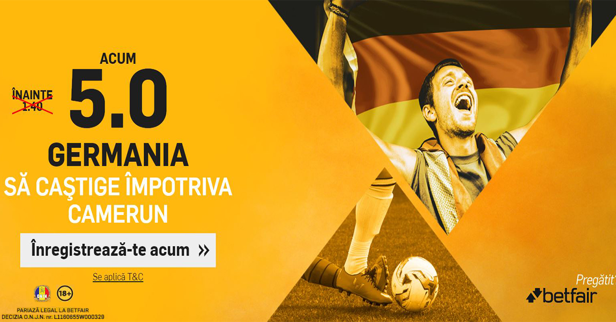 Cota 5.0 sa castige GERMANIA impotriva Camerun! Primesti Abonament Superpont Premium 30 zilei GRATUIT!
