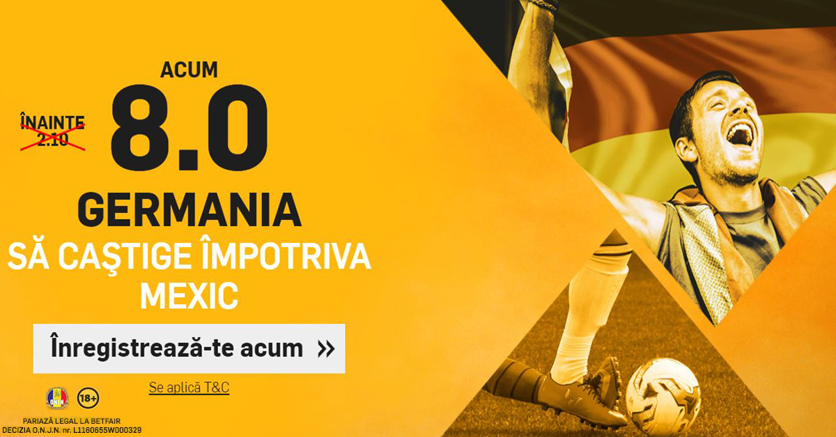 COTA 8.0 pentru Germania in duelul cu Mexic! Profita si vei primi Abonament Superpont Premium 30 zilei GRATUIT!