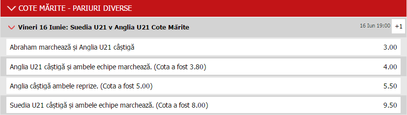 Cote speciale la Maxbet pentru Suedia U21 vs Anglia U21
