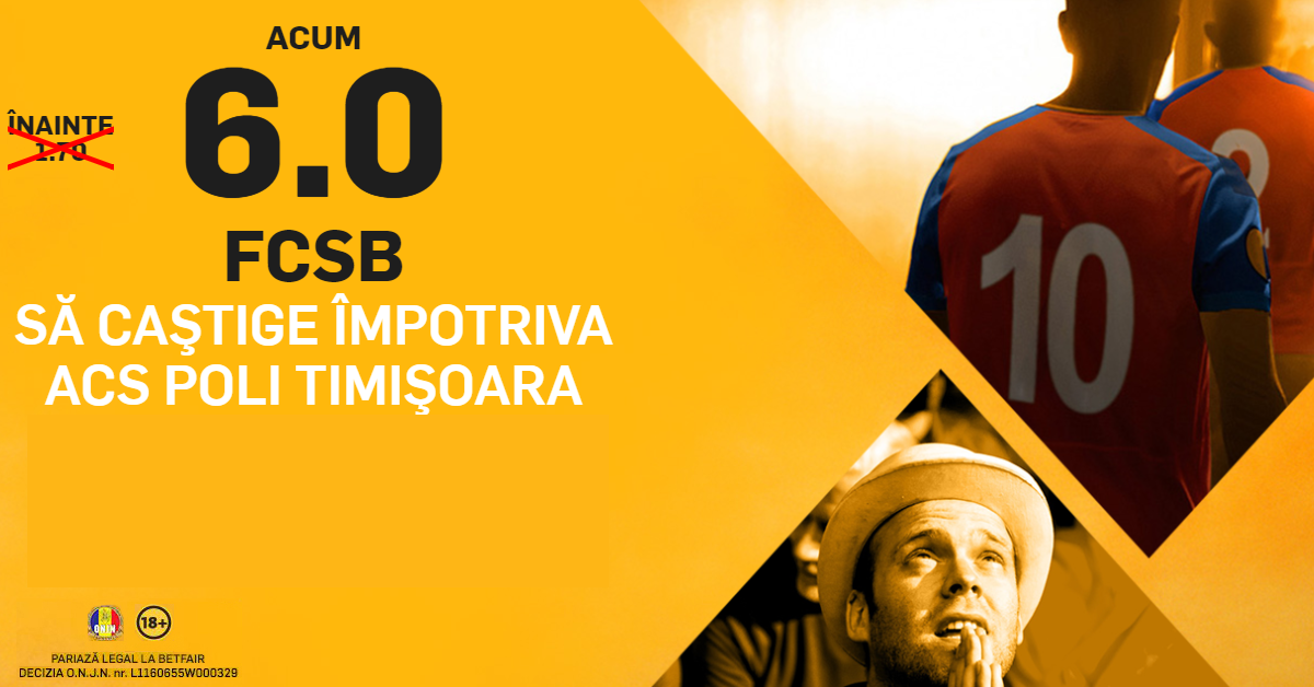 Cota 6.0 pentru victorie FCSB la TImisoara! Plus 30 de zile Abonament Superpont Premium!