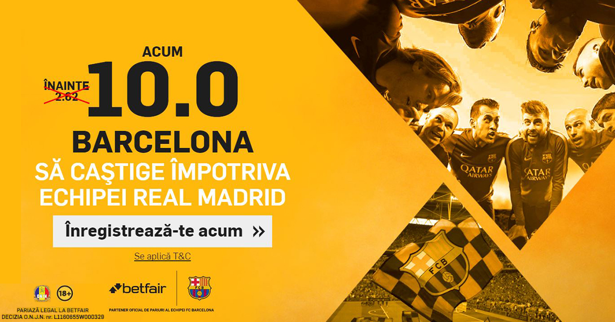 Cota 10 la victorie Barcelona cu Real! Toti pariorii TREBUIE sa joace la cota asta!