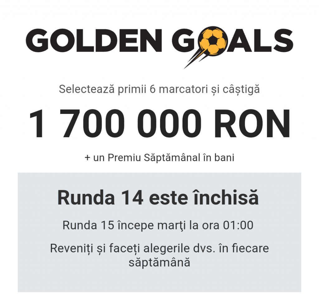 Participa la promotia Golden Goals si castiga 1.700.000 RON