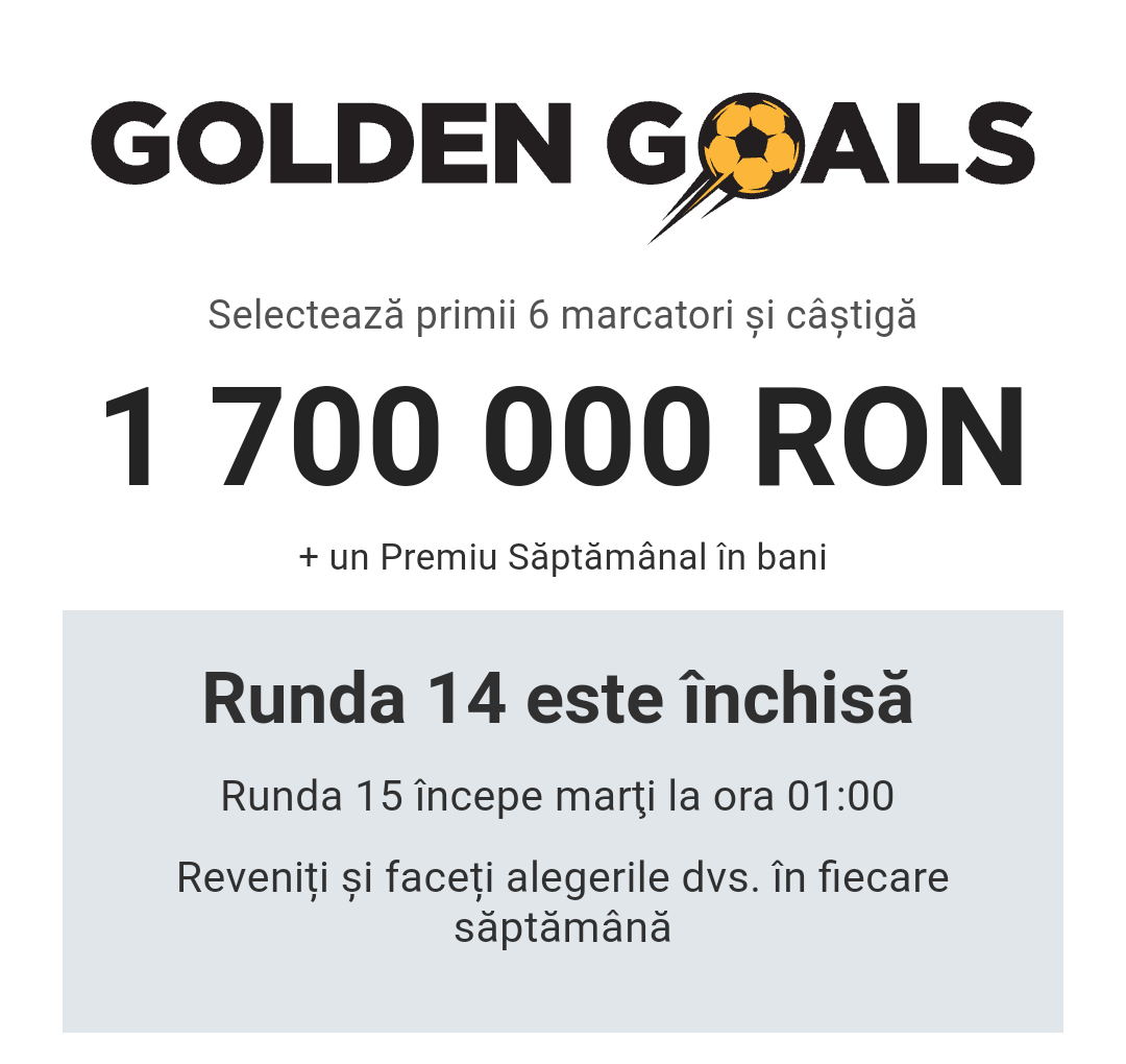 Participa la promotia Golden Goals si castiga 1.700.000 RON