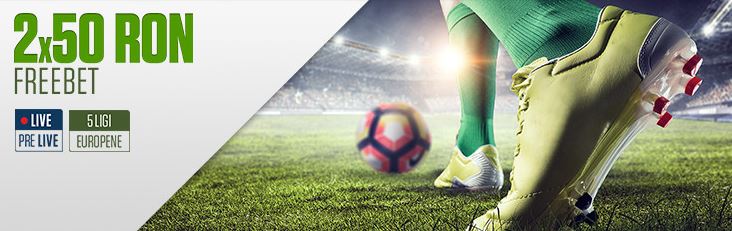 2 X 50 RON Freebet daca pariezi pe ligile importante din Europa