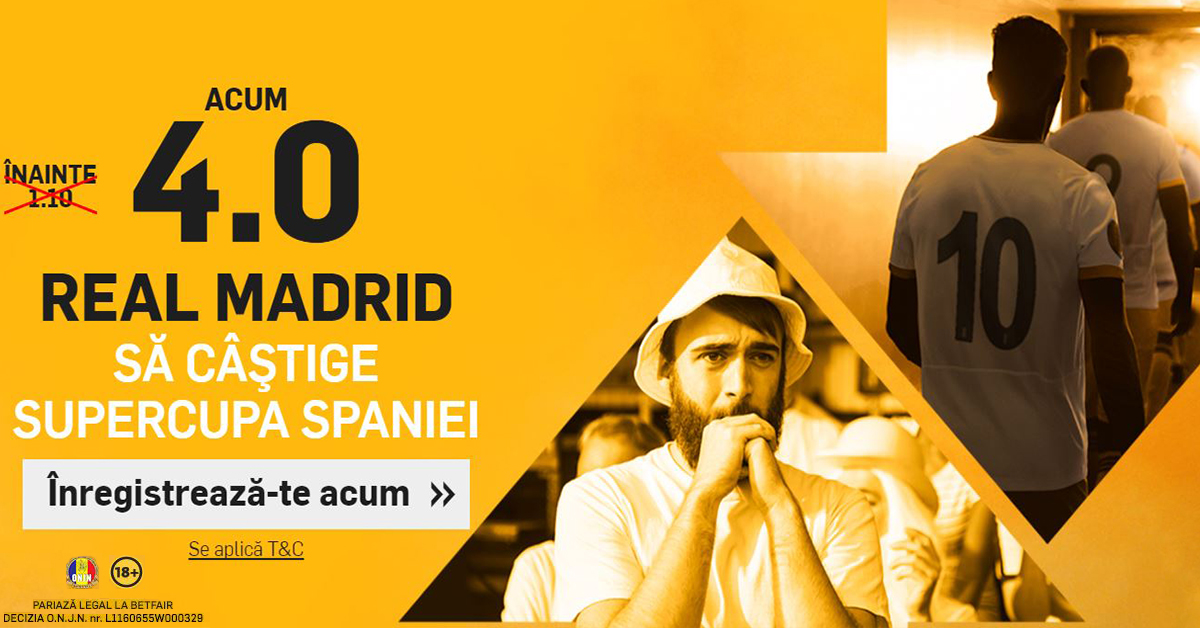 Imposibil de ratat! COTA 4.0 pentru Real Madrid sa castige Supercupa Spaniei!