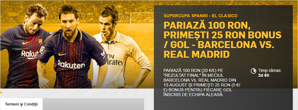 Pariaza pe Supercupa Spaniei si primesti 25 RON pentru fiecare gol marcat
