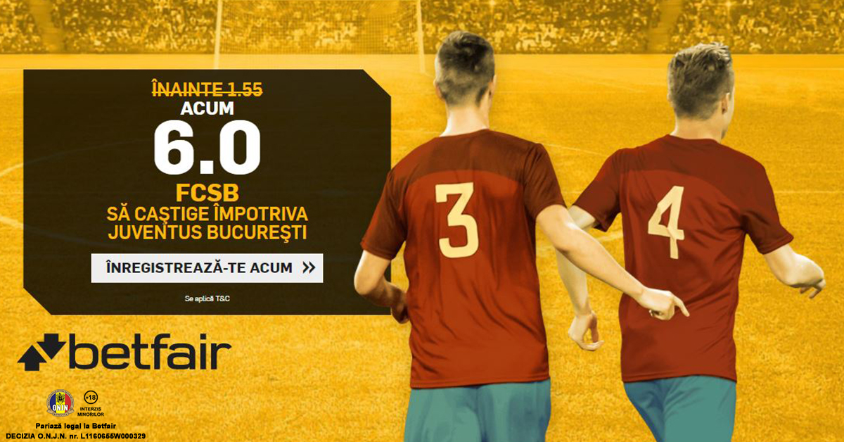 COTA 6.0 pentru FCSB cu Juventus Bucuresti! Ai si Abonament Premium GARANTAT 30 de zile!