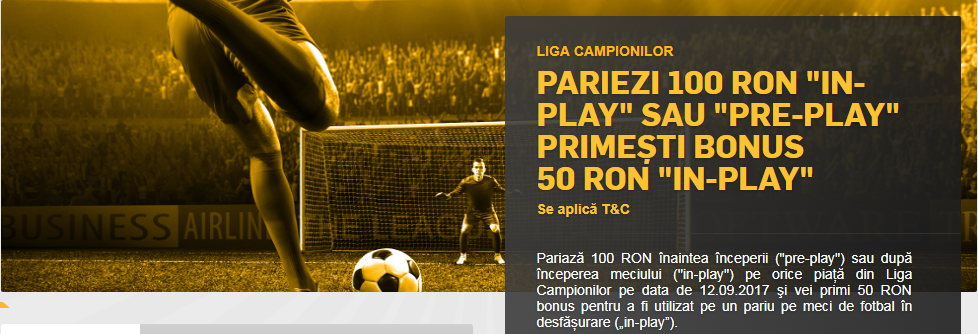 Bonus 50 RON daca pariezi pe meciurile din Liga Campionilor