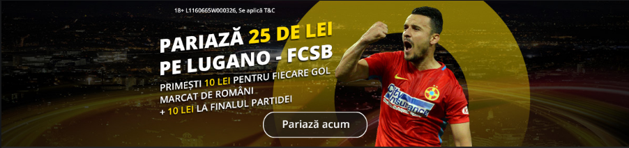Primesti 10 RON pentru fiecare gol marcat de FCSB la Lugano