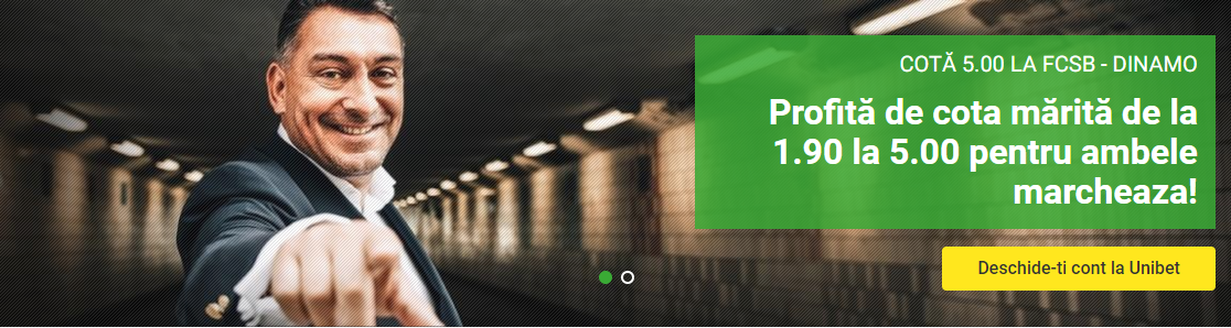 La Unibet, cu 30 de RON faci 150 RON cash pe ambele marcheaza la FCSB vs Dinamo!