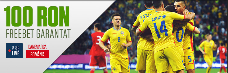 Pariaza pe Danemarca vs Romania si primesti 100 RON, indiferent de rezultatul final
