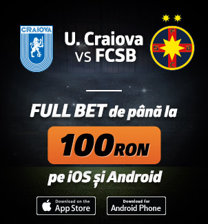 Full bet de 100 RON pentru duelul Craiova vs FCSB