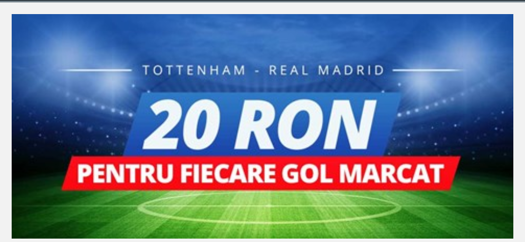 Castiga 20 RON pentru fiecare gol marcat in Tottenham vs Real Madrid