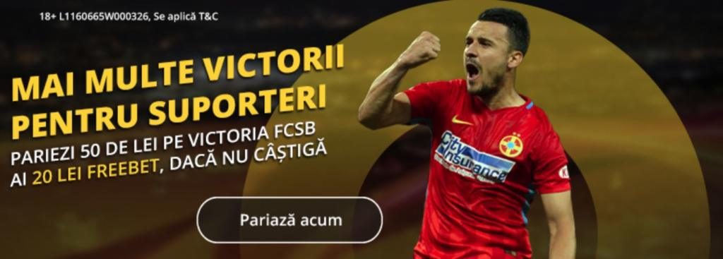 Primesti 20 RON Freebet daca FCSB nu castiga cu Plzen