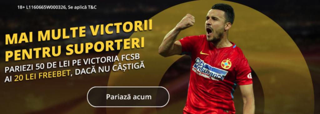 Primesti 20 RON Freebet daca FCSB nu castiga cu Plzen