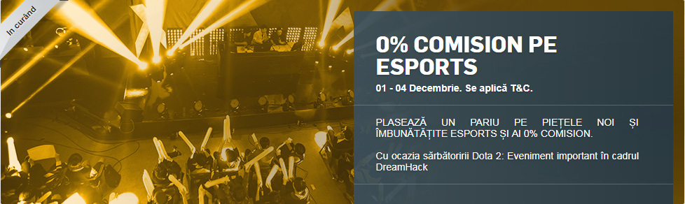 Comision 0% pentru castigurile de pe pietele eSports pana pe 04 Decembrie