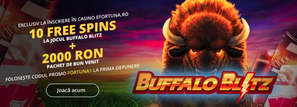 10 Free Spins plus 2000 RON la inscrierea in Casinoul Fortuna