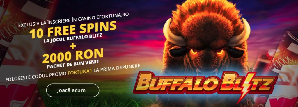 10 Free Spins plus 2000 RON la inscrierea in Casinoul Fortuna