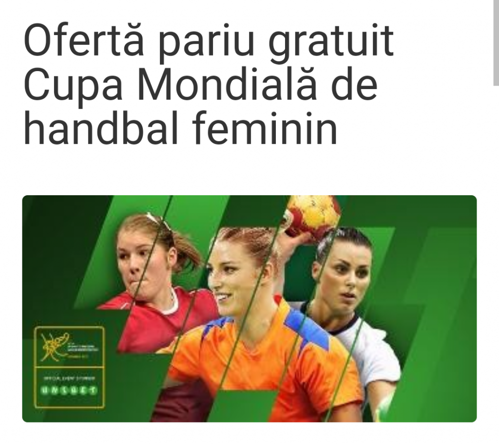 Castiga un pariu gratuit pentru Cupa Mondială de handbal feminin