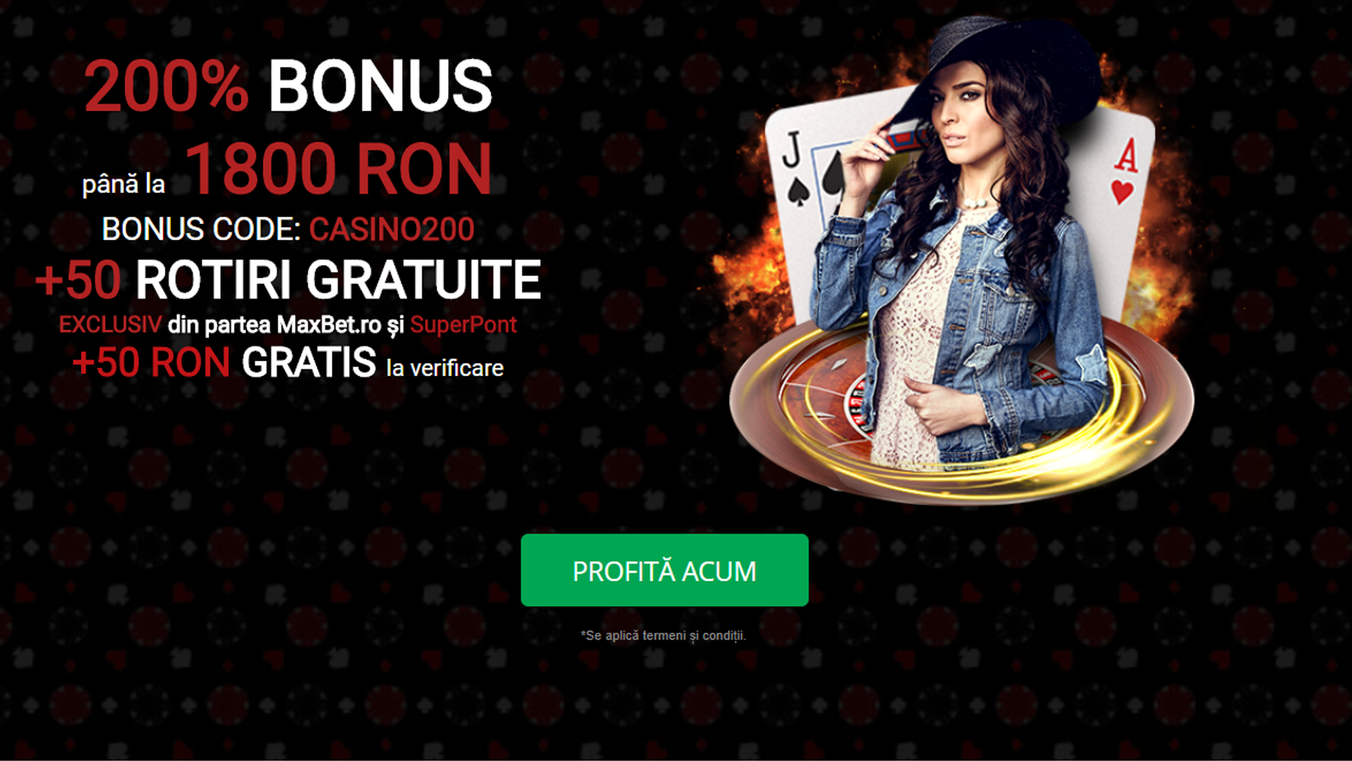 Cel mai mare bonus la cazino din Romania – Maxbet ofera pana la 1800 RON + 50 de ROTIRI GRATUITE + 50 RON Gratuiti la prima depunere