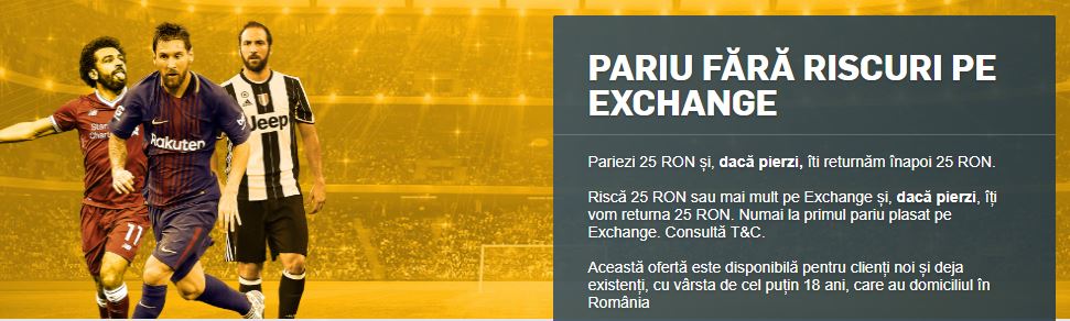 Pariaza fara niciun risc pe Betfair Exchange