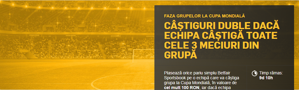 Iti dublezi investitia daca echipa pe care ai pariat castiga toate meciurile din grupa de la CM 2018