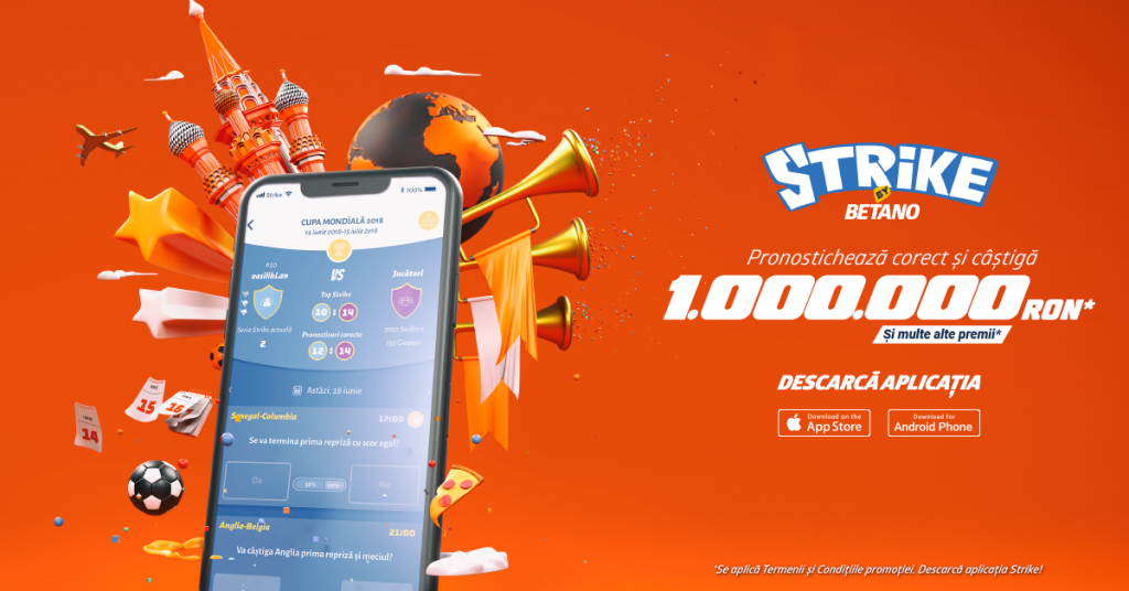 Strike by Betano – dă pronosticurile corecte și câștigă 1.000.000 lei!