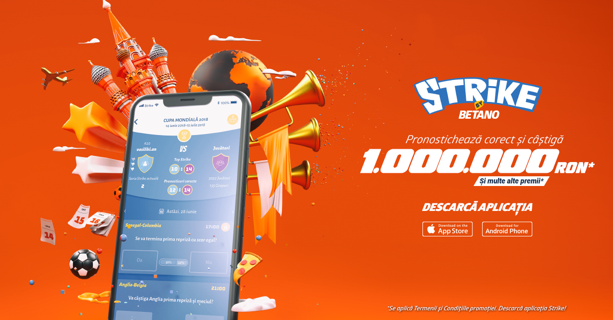 Strike by Betano – dă pronosticurile corecte și câștigă 1.000.000 lei!