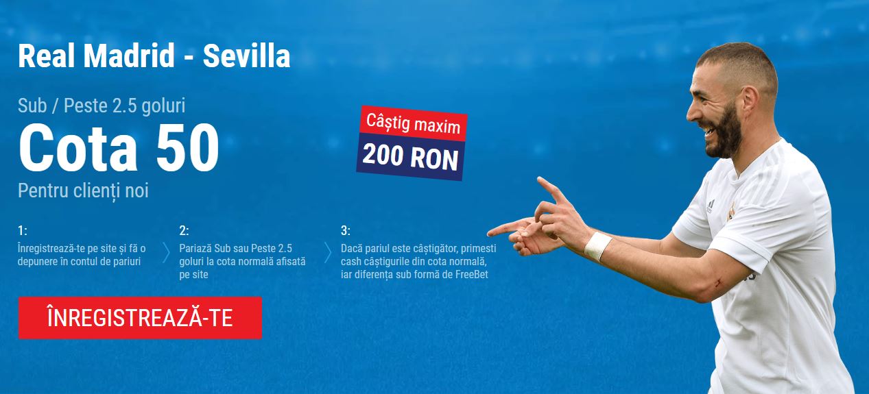 Sub/Peste 2.5 goluri in Real Madrid vs Sevilla