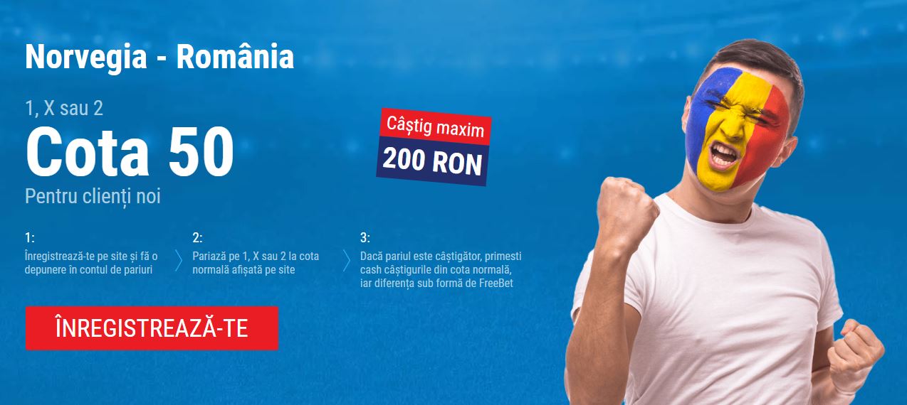 Cota 50 1x2 Norvegia Romania