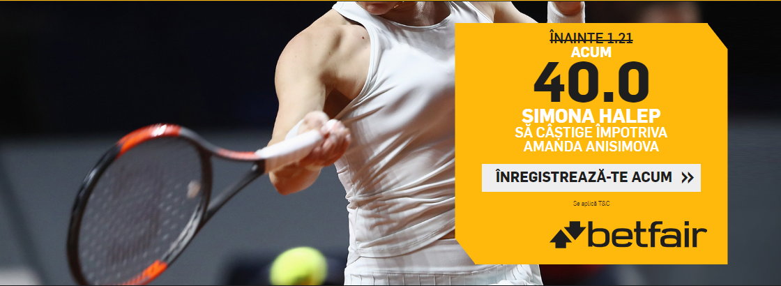 NU RATA! Ai COTA 40.0 Simona Halep sa castige cu Amanda Anisimova!