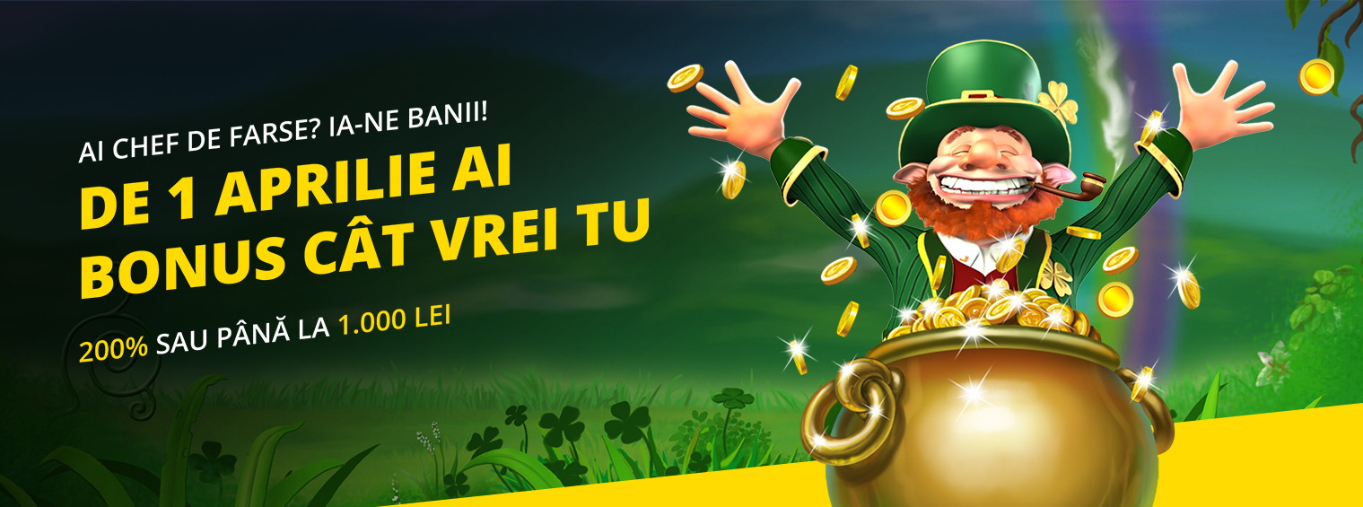 Doar pe 1 Aprilie ai BONUS 200% sau pana la 1000 RON in cazinoul Fortuna!