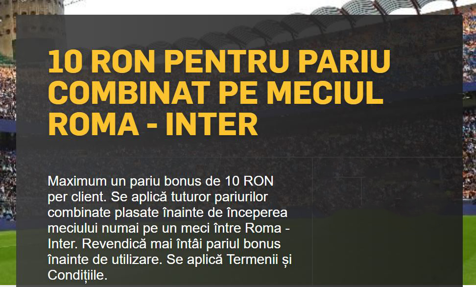 10 RON gratis pentru AS Roma vs Inter oferiți de Betfair!