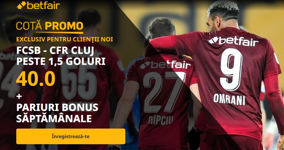 Cota 40.0 pentru minim doua goluri in FCSB vs CFR Cluj!