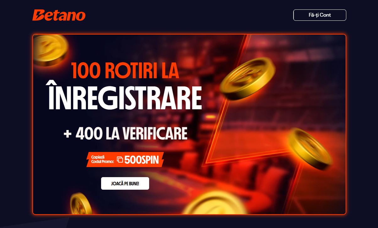 Betano bonus fără depunere 500 rotiri gratuite
