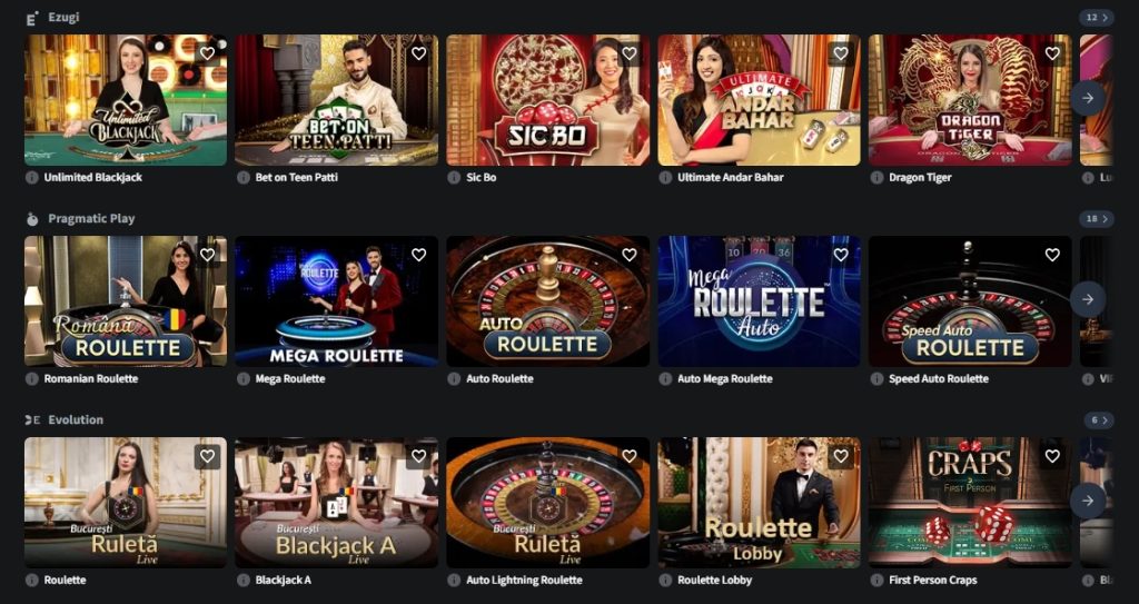 Conti Cazino jocuri de masa LIVE provideri