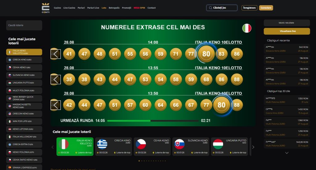 Conti Cazino loterii variante optiuni loto