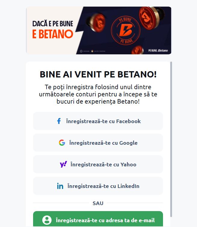 Cum deschizi cont la Betano