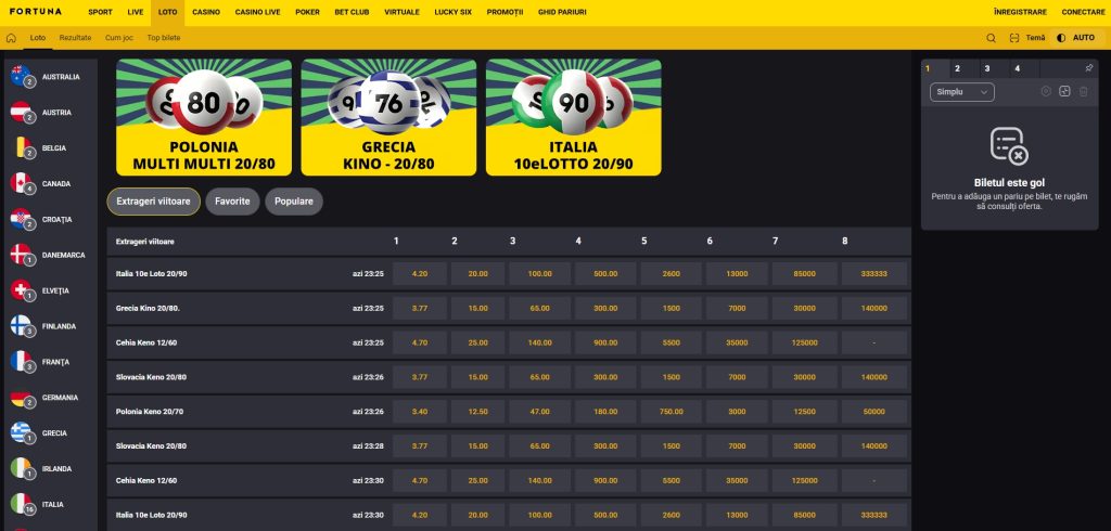 Fortuna loterii internationale loto
