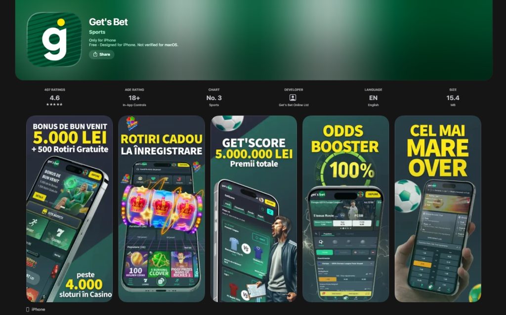 GetsBet aplicatie mobil app IOS